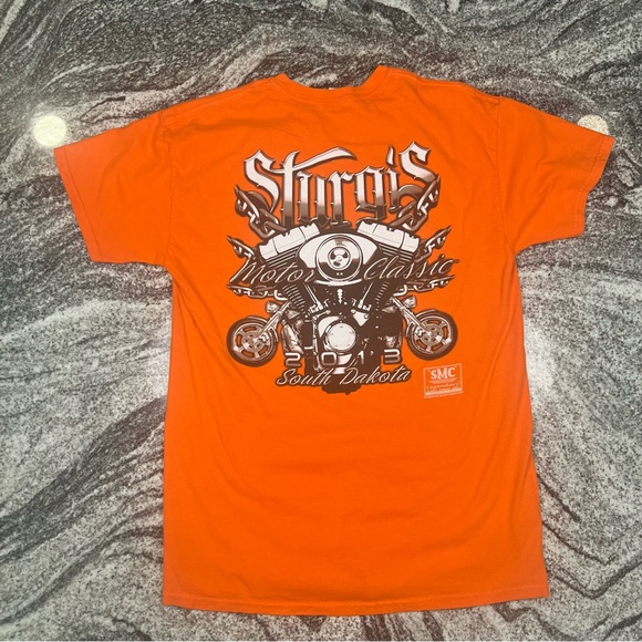 Sturgis 2013 Motorcycle Rally T-Shirt South Dakota Mens Medium Orange - Picture 2 of 6